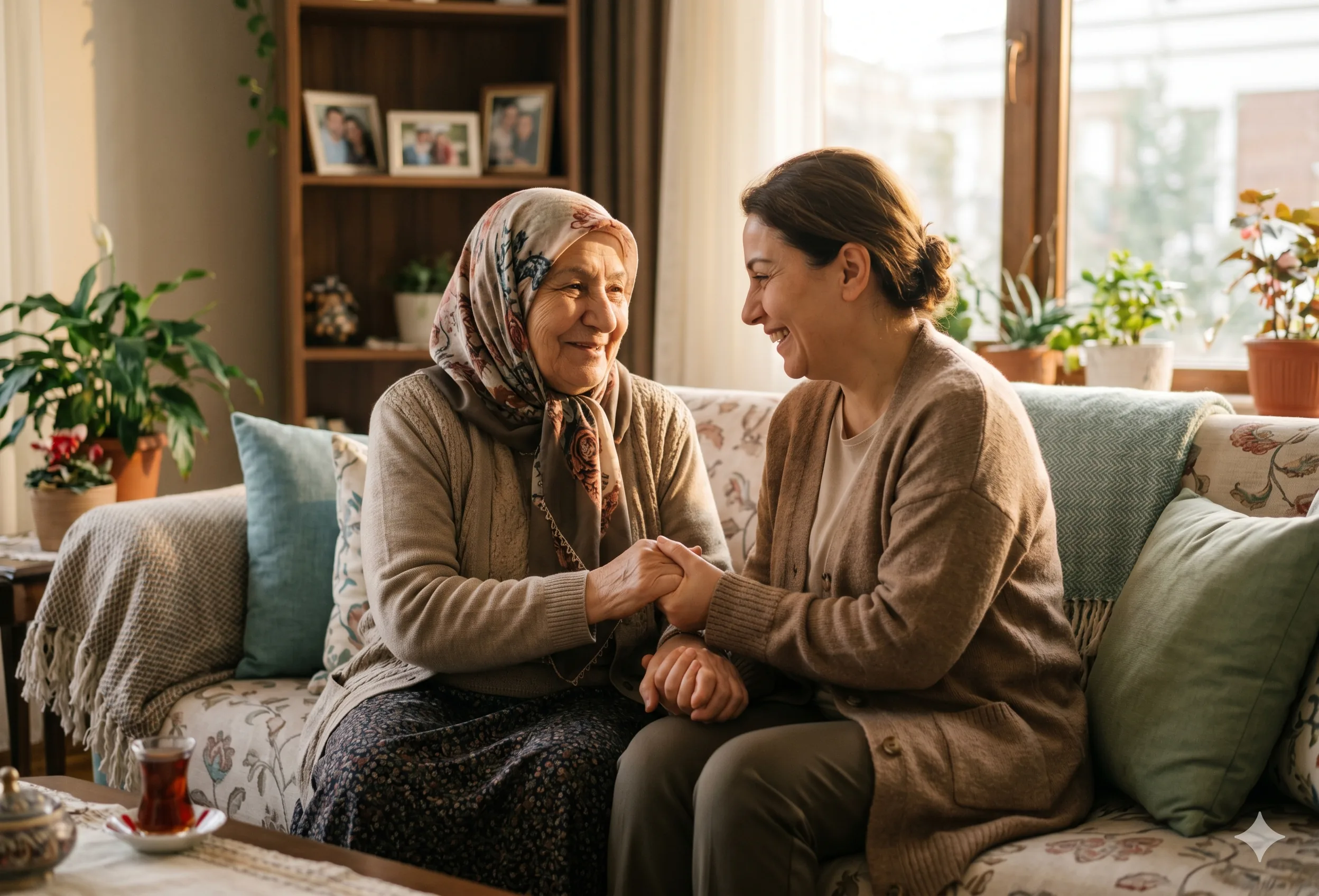 Aile büyüklerine sevgiyle yaklaşıyor